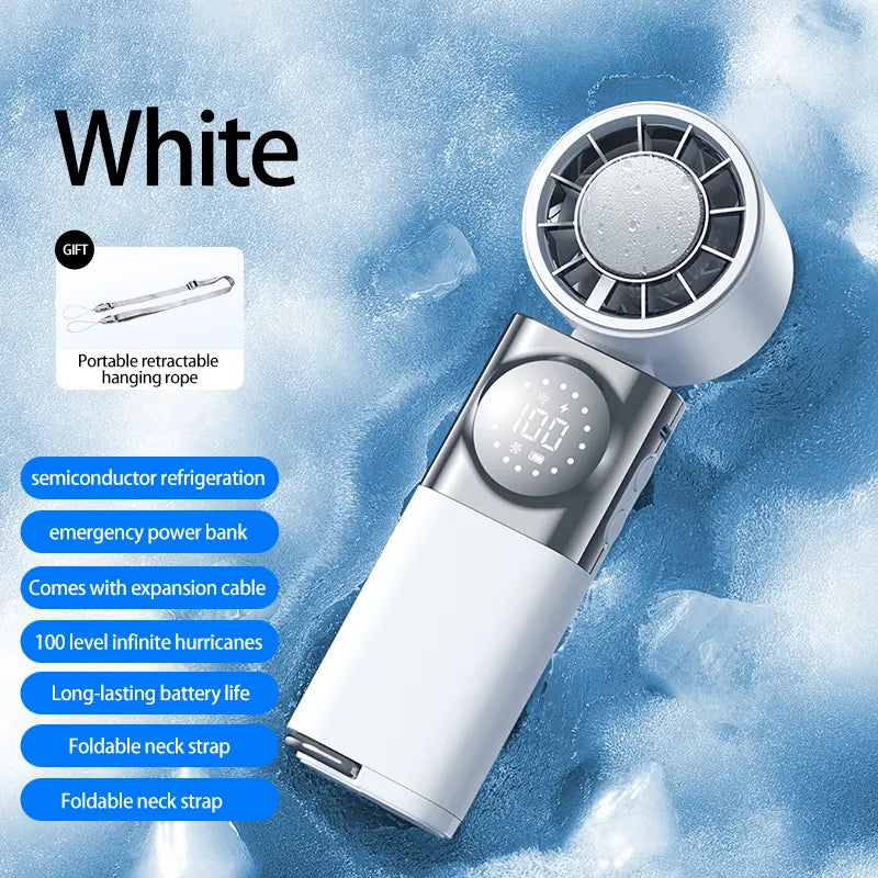 ❄️ Turbo Cooling Handheld Fan | 5-Speed Rechargeable Mini Fan