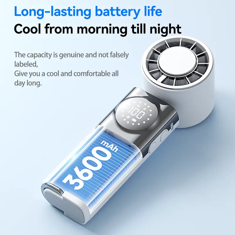 ❄️ Turbo Cooling Handheld Fan | 5-Speed Rechargeable Mini Fan