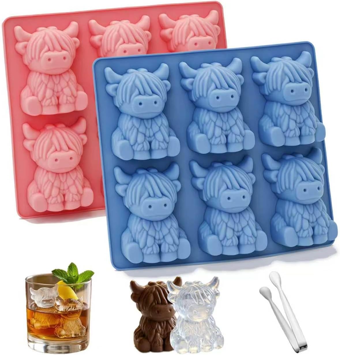 🐮 Highland Cow Ice Cube Tray Set（3-Pack）