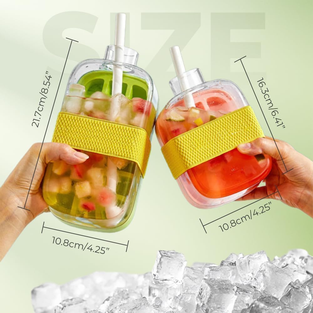 🧊 2-in-1 Ice Cube Bottle With Straw
