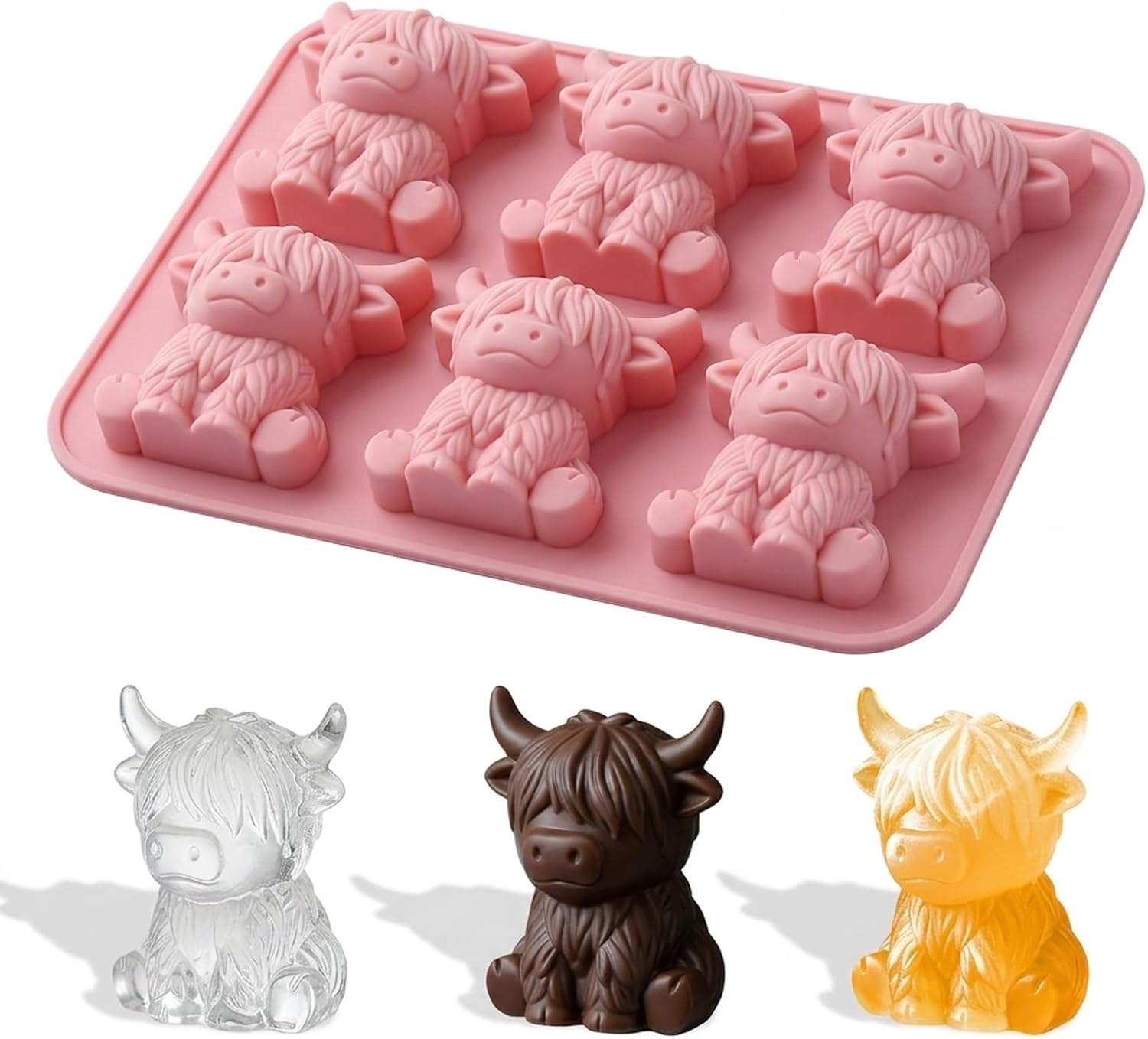 🐮 Highland Cow Ice Cube Tray Set（3-Pack）