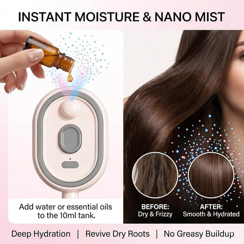 Electric Spray Hair Brush with LED Light & Massage