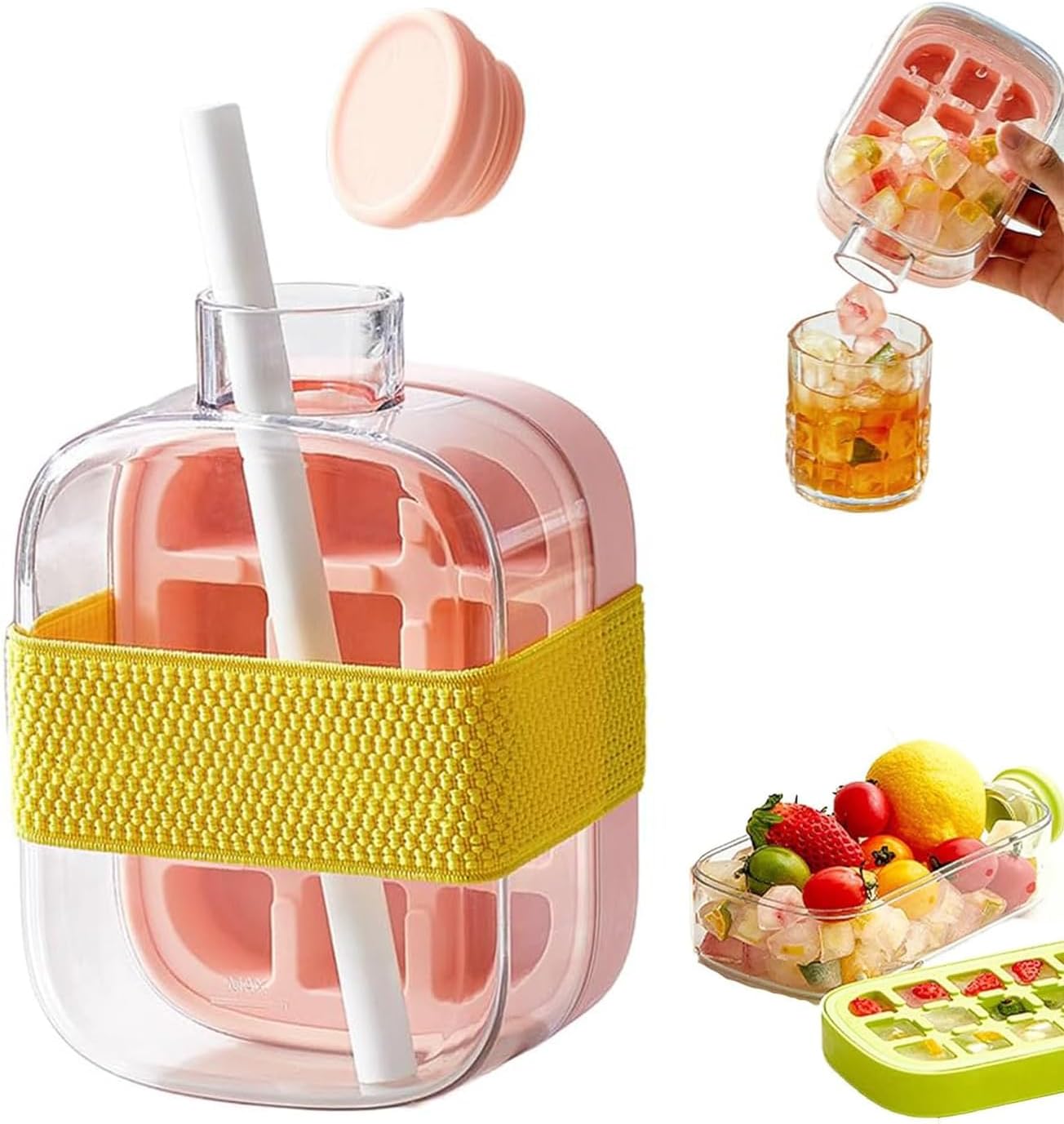🧊 2-in-1 Ice Cube Bottle With Straw