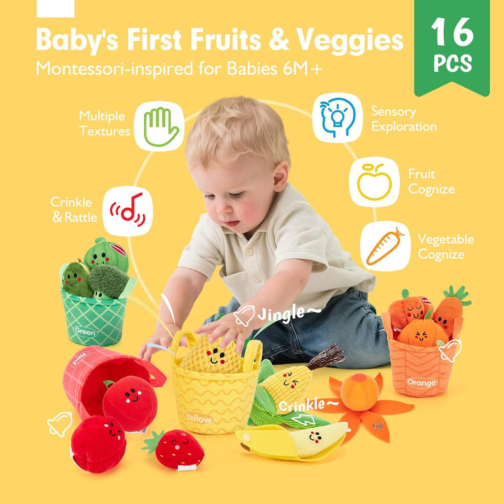 🍓 Montessori Plush Fruit Sensory Toy Set
