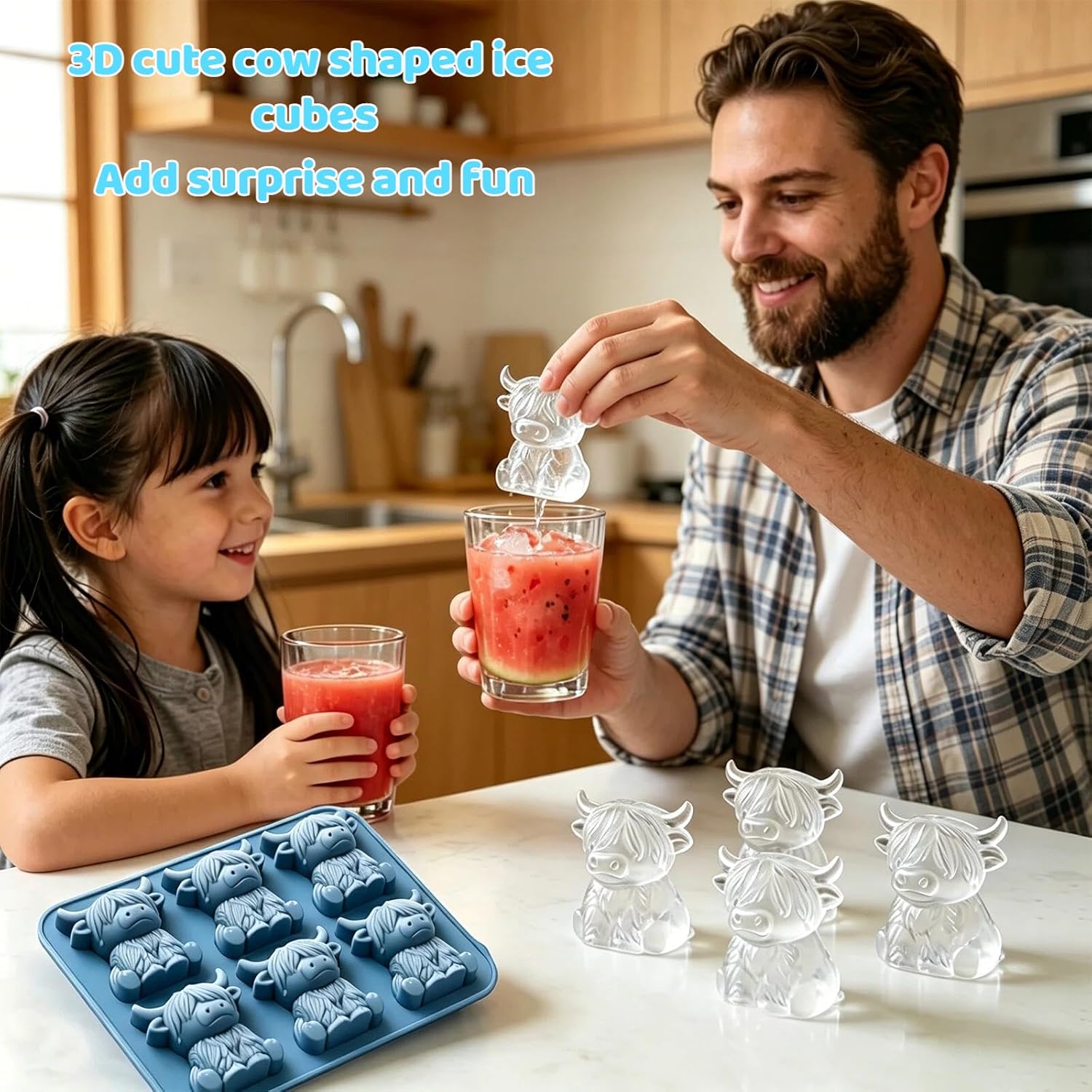🐮 Highland Cow Ice Cube Tray Set（3-Pack）