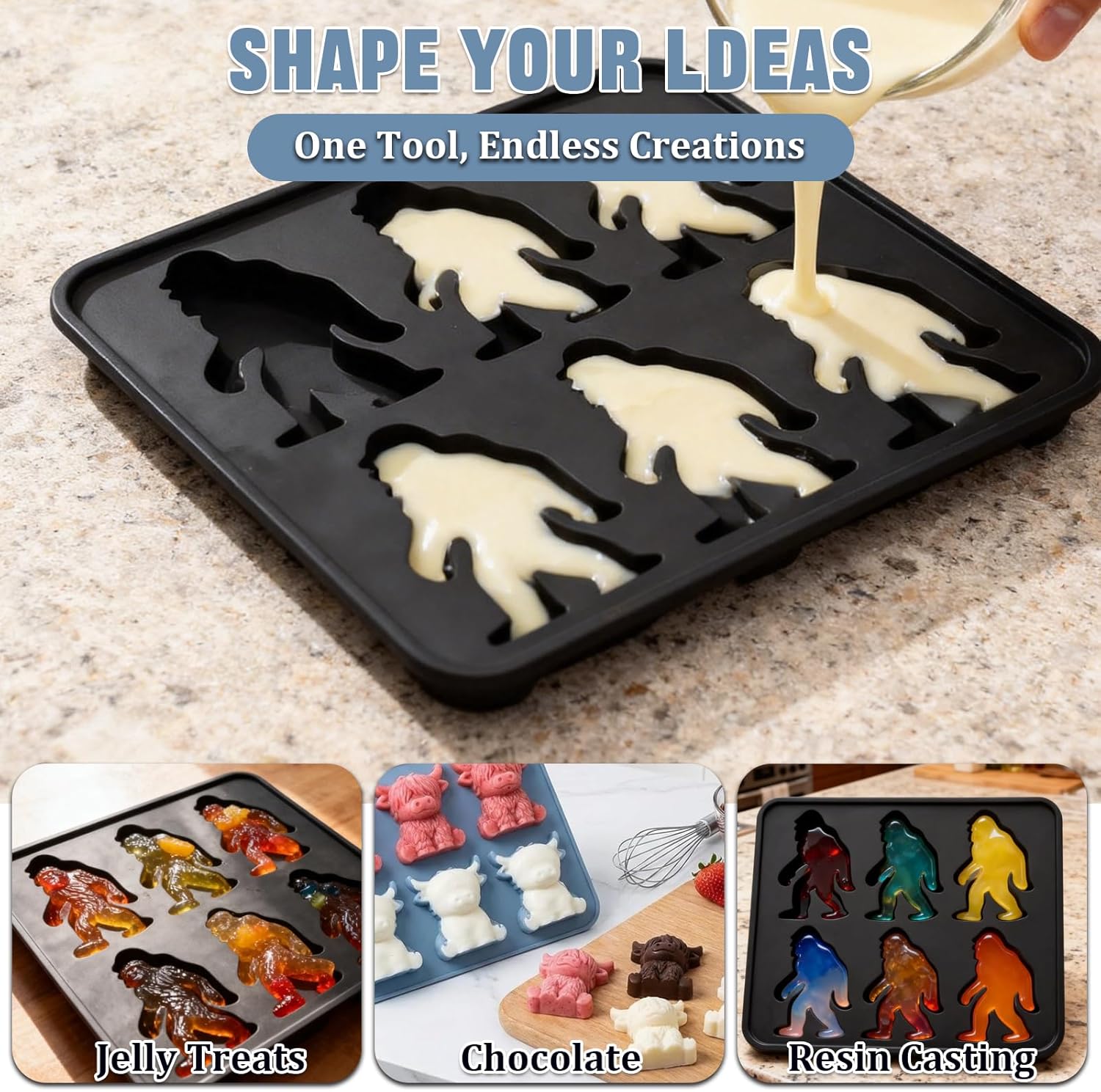 🐮 Highland Cow Ice Cube Tray Set（3-Pack）