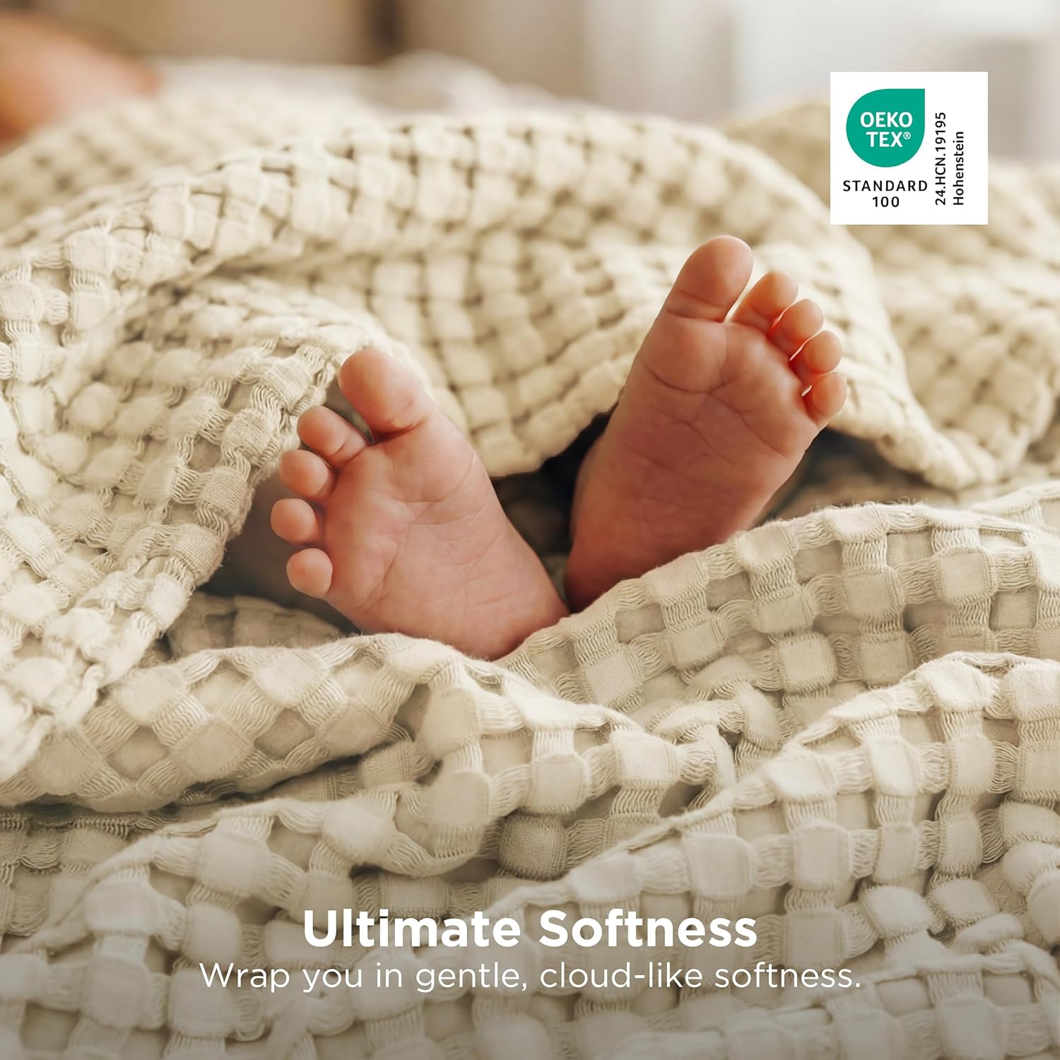 🌿 100% Cotton Herringbone Waffle Blanket