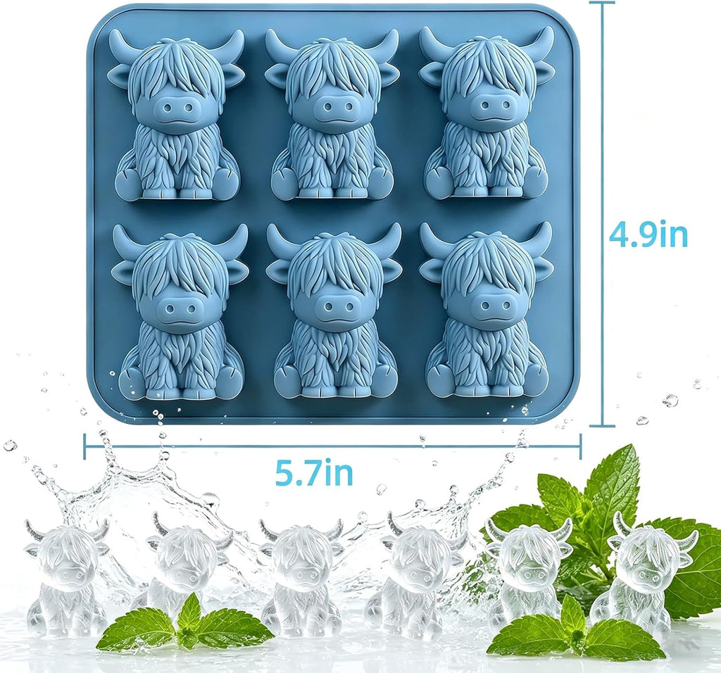 🐮 Highland Cow Ice Cube Tray Set（3-Pack）