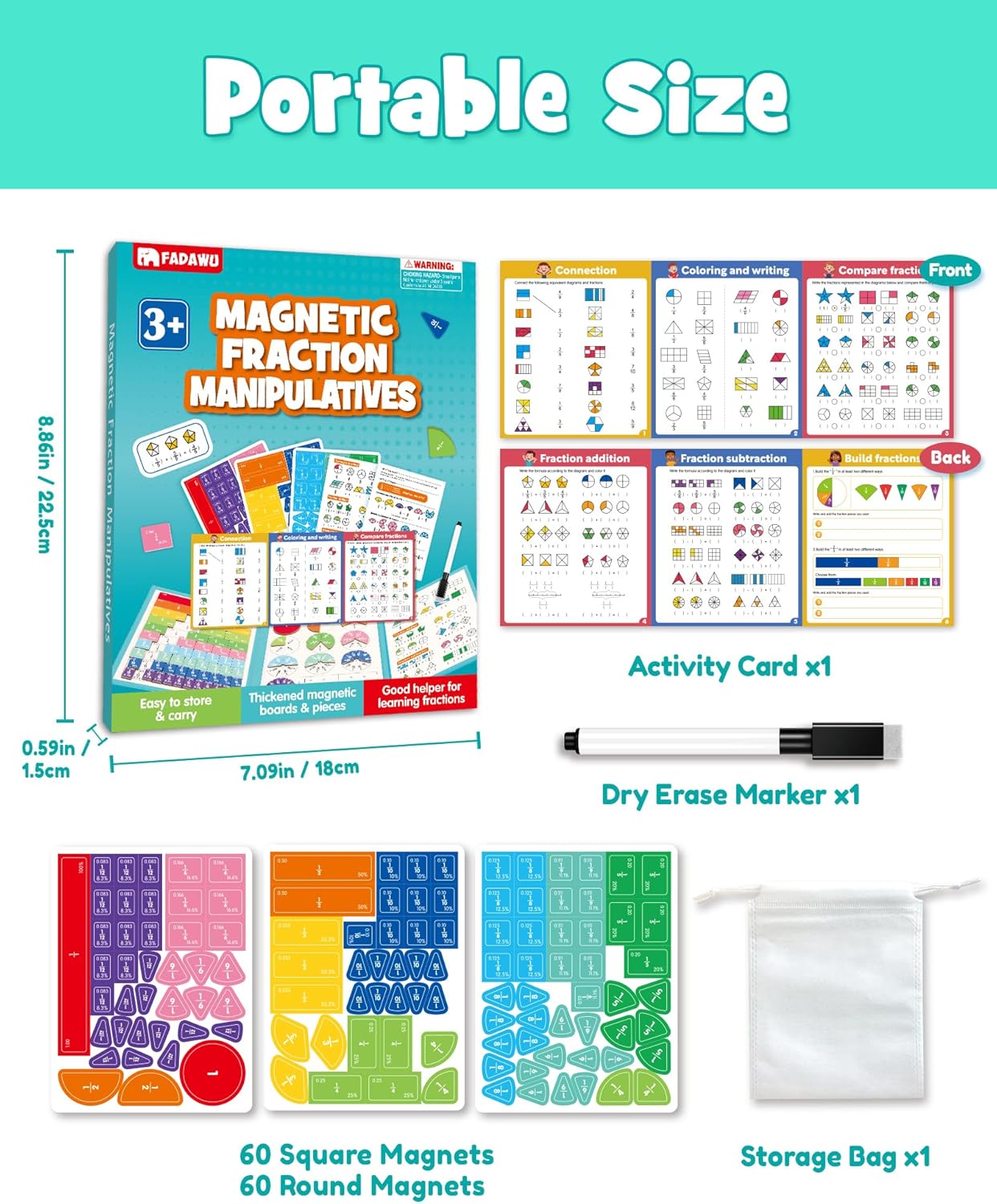 🧠 Magnetic Fraction Educational Puzzle Set