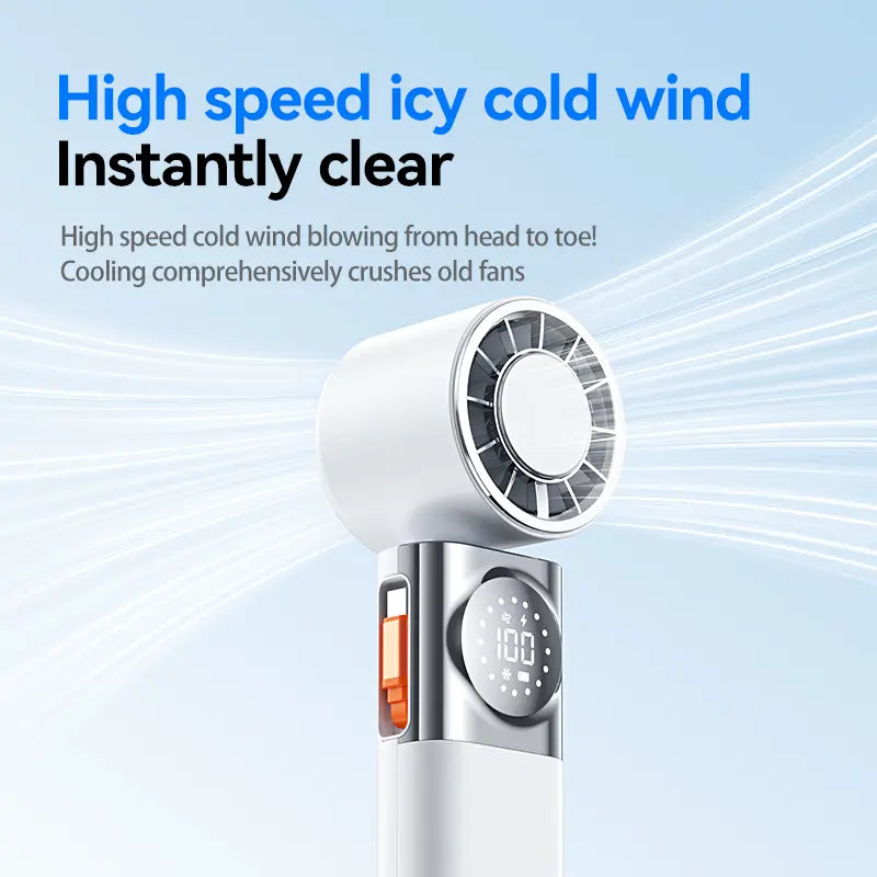 ❄️ Turbo Cooling Handheld Fan | 5-Speed Rechargeable Mini Fan