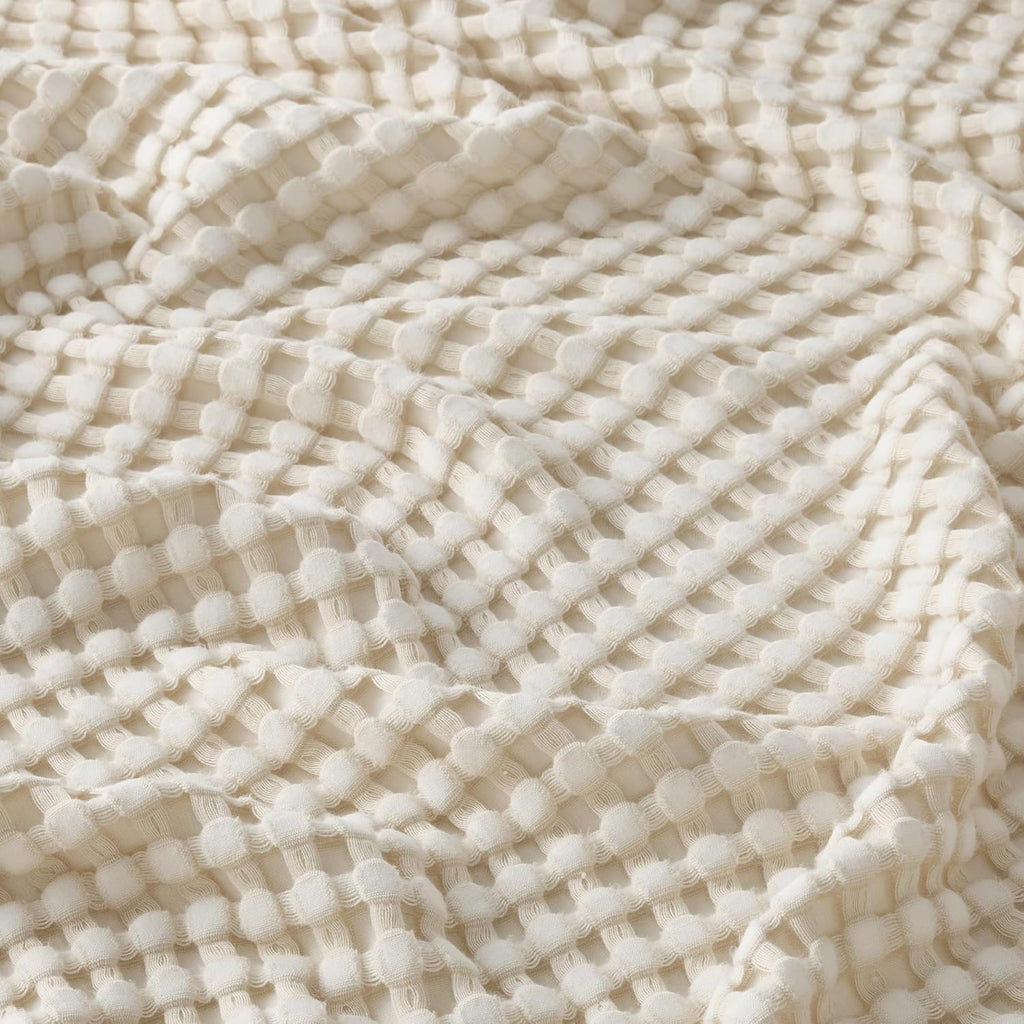 🌿 100% Cotton Herringbone Waffle Blanket