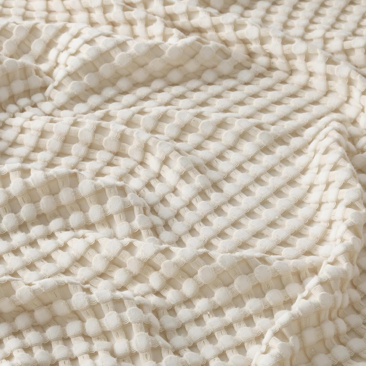 🌿 100% Cotton Herringbone Waffle Blanket