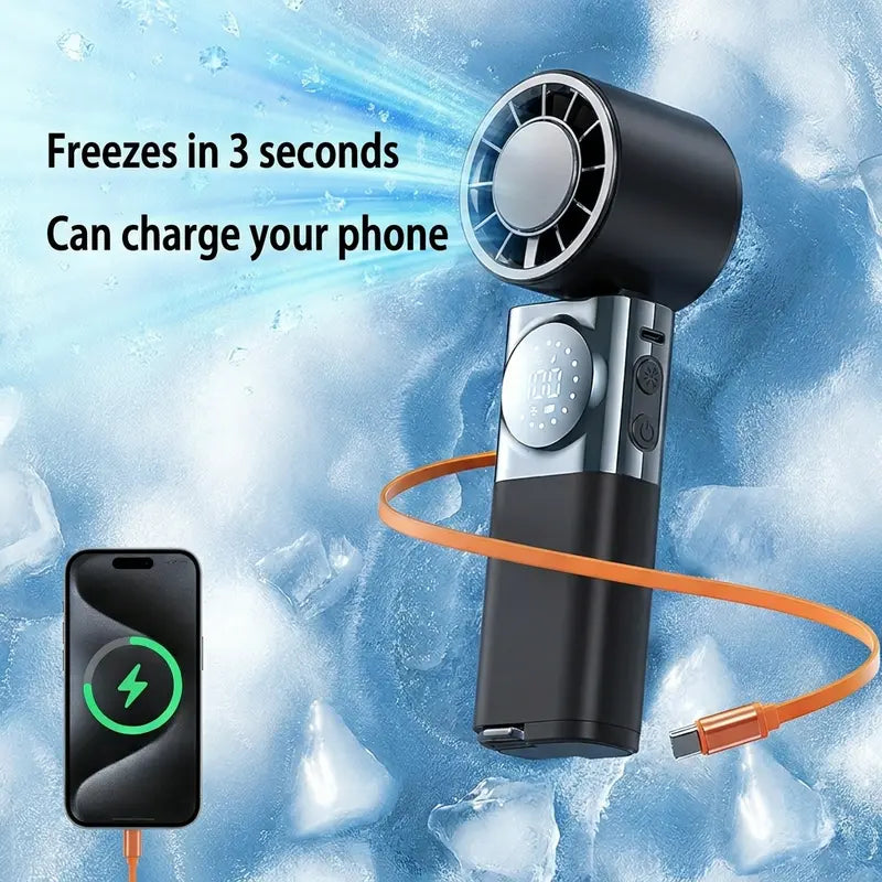 ❄️ Turbo Cooling Handheld Fan | 5-Speed Rechargeable Mini Fan